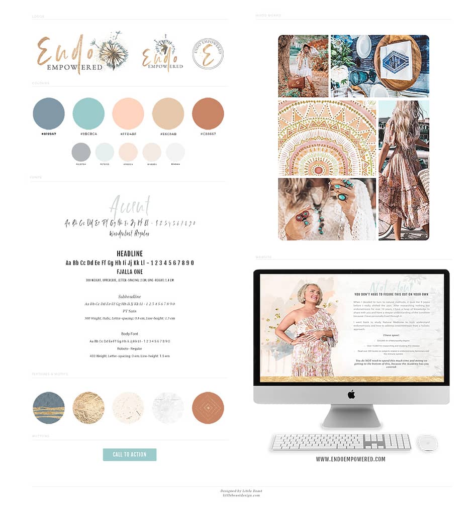Mel Turner, Endo Empowered brand style guide by Tracy Raftl Design