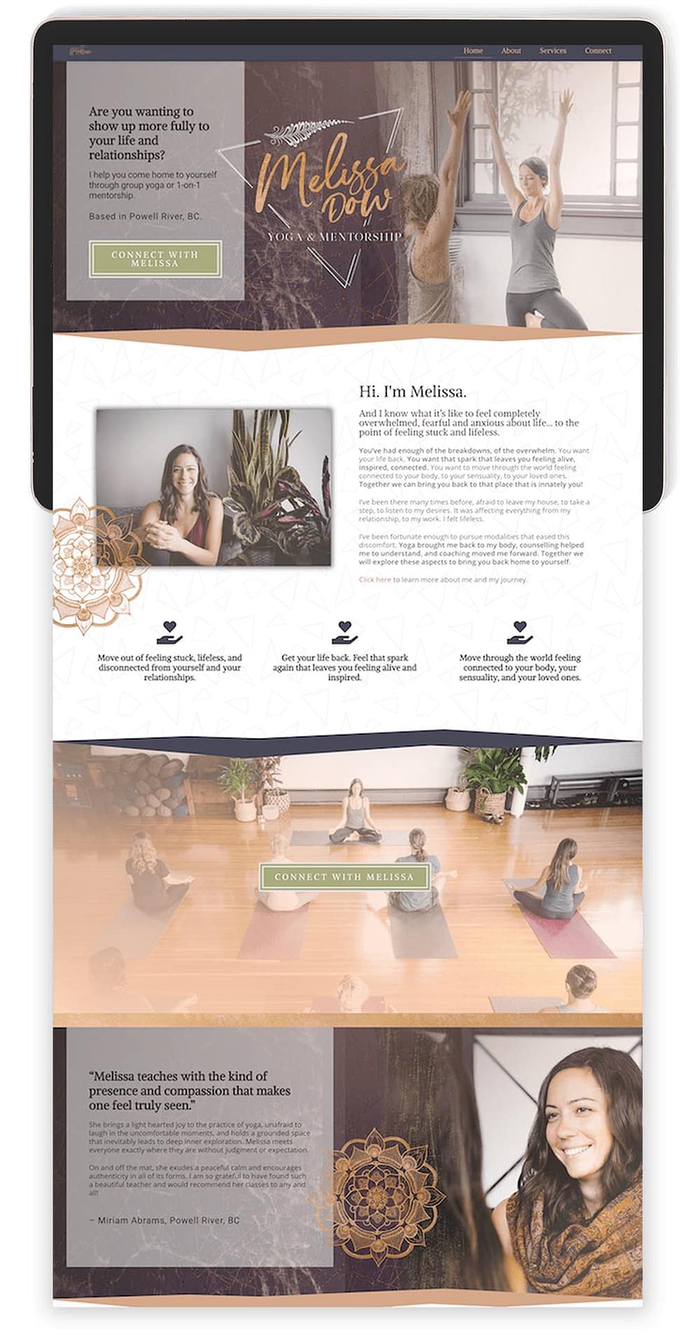 Image of Melissa Dow's Website by Tracy Raftl Design